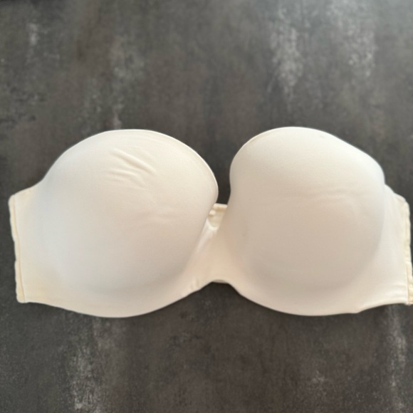 Cacique Nude Strapless Balconette Underwire Bra — Size 38DDD, EUC - Picture 2 of 3